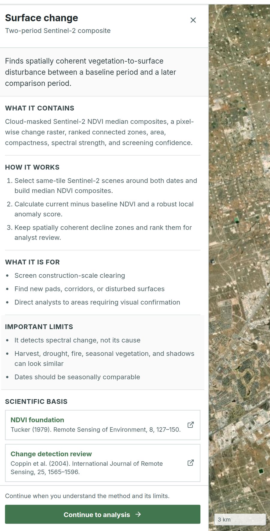 A module guide shown before any run: what it contains, how it works, what it is for, its important limits, and its scientific basis with citations.